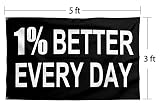 Motivational Gym Banner, 1% Better Everyday Flags, Wall Tapestry, Indoor Home Room Dorm Decor, 3x5 Feet