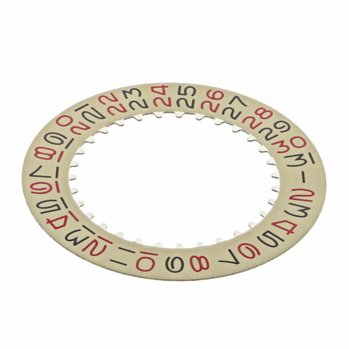 Ewatchparts Date Disc Compatible With Rolex 1530-1570 Movement Champagne Yellow With Red/Black Numbers