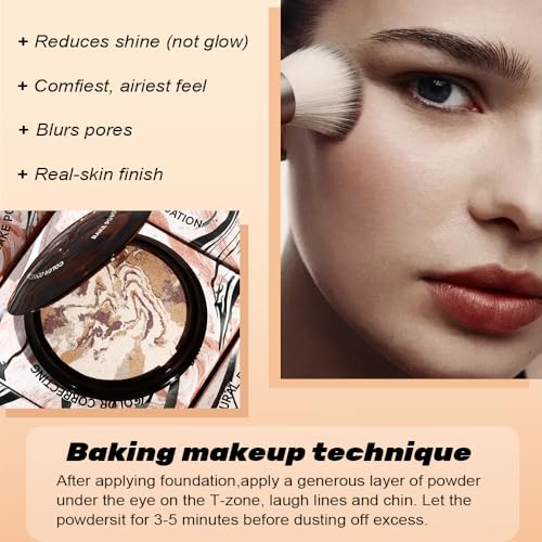 Image of FeiCuiYun Baked Balance Illuminating Foundation, Oil Control Matte Perfection Face Powder - Tan | Buildable Sheer to Light Coverage | Flawless Satin Finish