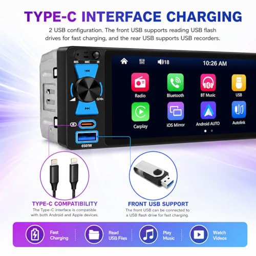 Radio para auto con pantalla táctil 6.5 pulg y CarPlay miniatura 5