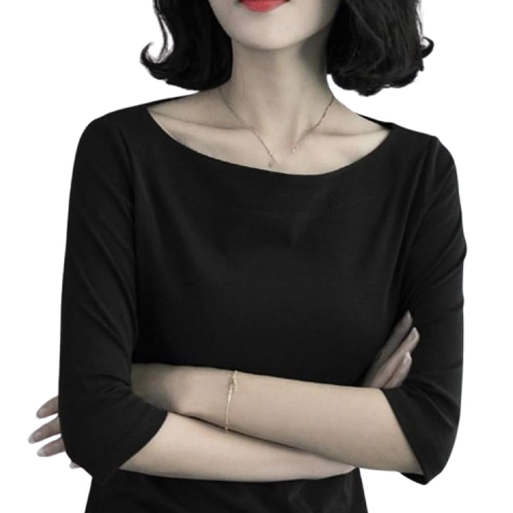 レディース Tシャツ 長袖tシャツ ボートネック 春 夏 秋 カットソー 重ね着 長袖 トップス 七分袖tシャツ シンプル ゆったり tシャツ 七分袖 インナー カットソー 無地 シンプル 通勤 オフィス