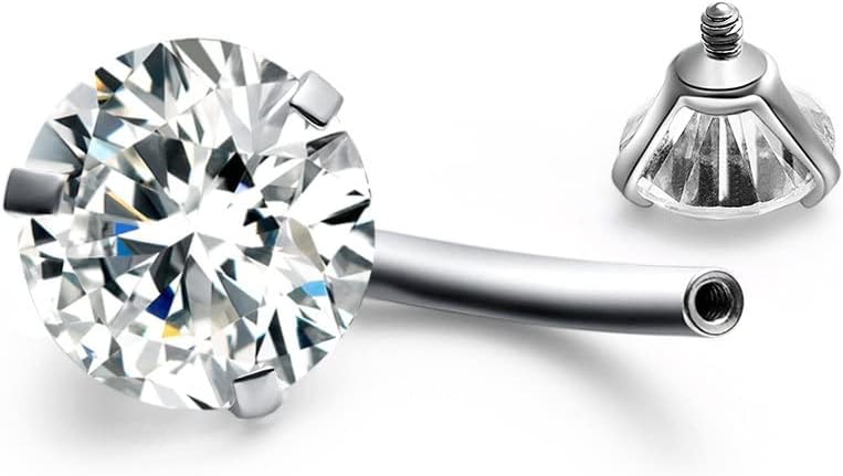 FECTAS 14g Belly Button Rings Surgical Steel CZ Petite Navel Ring for Women Body Piercing Jewelry Petite select Barbell Len 6mm 8mm 10mm 12mm 14mm Silver - Image 2