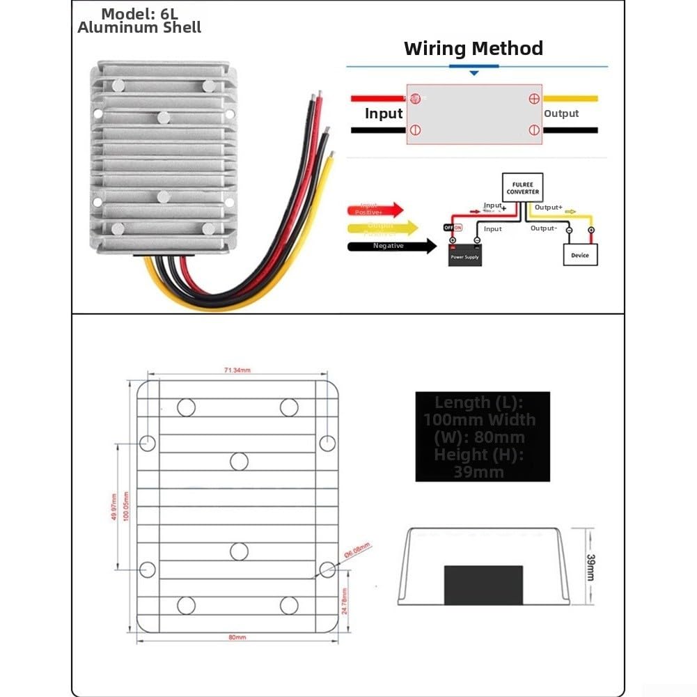 Convertitore di Tensione 24V a 12V Impermeabile IP68 per Auto(12V35A)