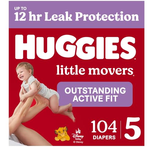 Image of Huggies Little Movers, Baby Diapers, Size 5, 104 Count