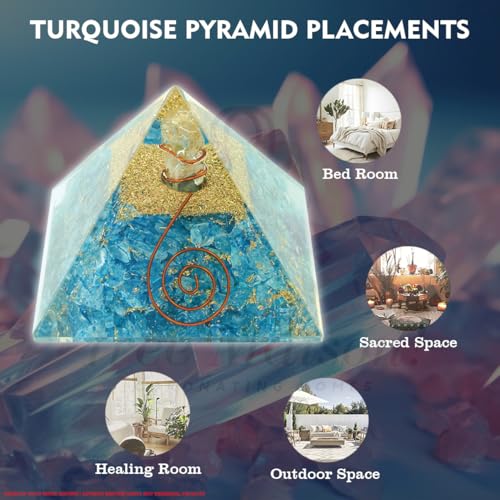 Image of Turquoise Crystal Pyramid (2 Inch) | Feng Shui & Vastu Correction | Crystal Pyramid for Positive Energy, Health, Good Luck | | Home & Office Decor | Gift |