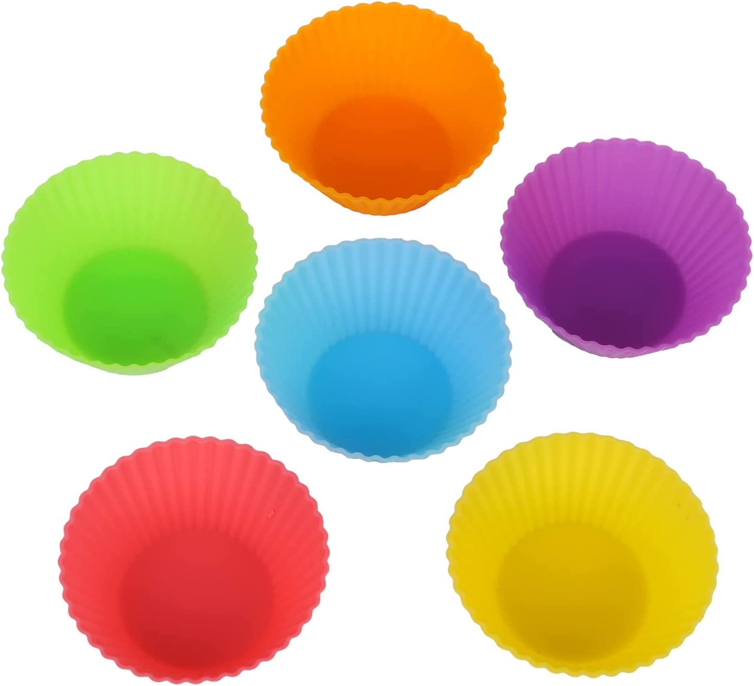 Cupcake Molds, Reusable Silicone Baking Cases Muffin Molds, Non-Stick Baking Cups for Tiny Cupcake Tin Yorkshire Pudding Tray Bun Pan, Air Fryer Liners Bakeware, 12 Count (Pack of 1)