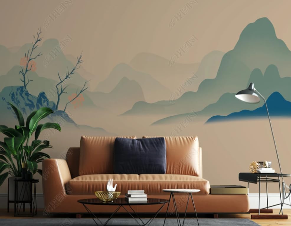 Papier peint paysage bleu de chine pour agrandir visuellement une chambre