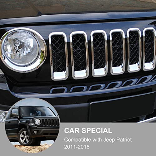 Image of 7PCS Front Grill Inserts Grille Cover Trim for Jeep Patriot 2011-2016 (Chrome)