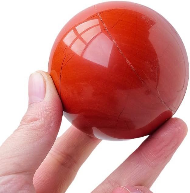Red Jasper Ball with Stand, Crystal Sphere for Home Fengshui Yoga, Balancing,45mm