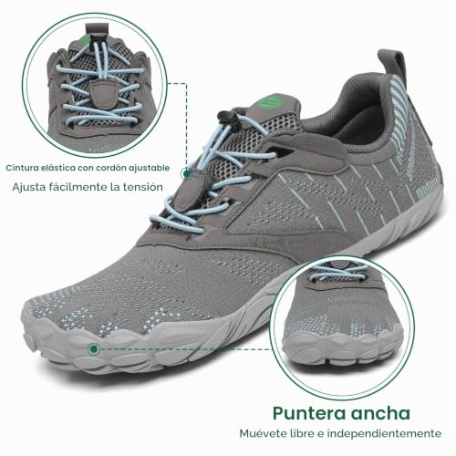 Miniatura 2 de Saguaro Zapatillas Barefoot Hombre Zapatos Minimalistas Mujer Zapatillas De Trail Running Ligera Calzado Barefoot Para Wide Tox Box Gris Francés,Gr.44