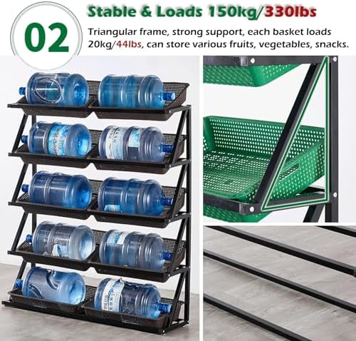 4-Tier Floor Standing Snack Display Stand with Baskets - Versatile Kitchen Rack for Fruits, Vegetables, Snacks & Home Retail Food Storage Solution