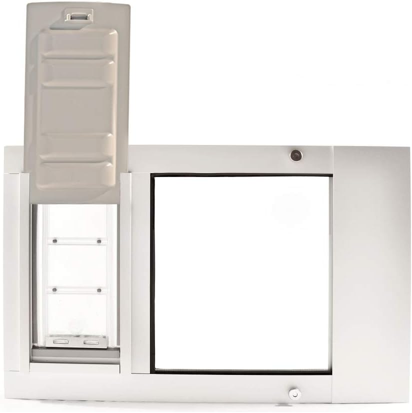 Endura Flap Pet Door | Energy-Efficient Window Insert with Dual-Layer Insulating Flap | Easy Installation in Vertical Sliding Windows | White, Small Flap, 34"-37" Width