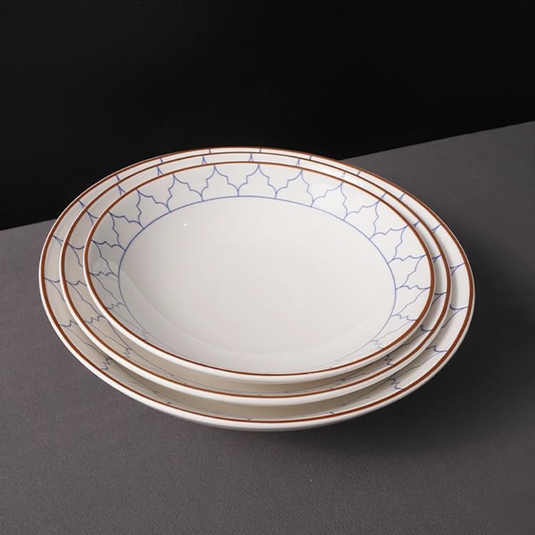 Piatti Cena Ristorante dell'hotel Stoviglie in ceramica Ciotola profonda rotonda Piatto freddo Piatto caldo Ciotola grande Piatto speciale Piatto da esposizione Forniture Per Feste(9.5inch)