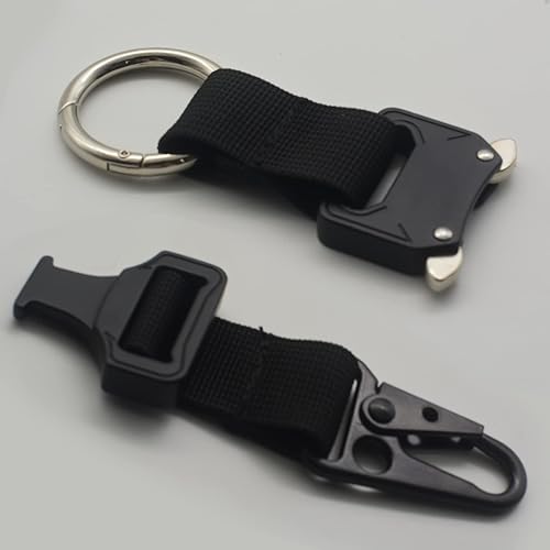 Miniatura 5 de Llavero táctico militar para hombres con hebilla de metal de liberación rápida EDC Gear Clips con clip HK y anillo de acero inoxidable