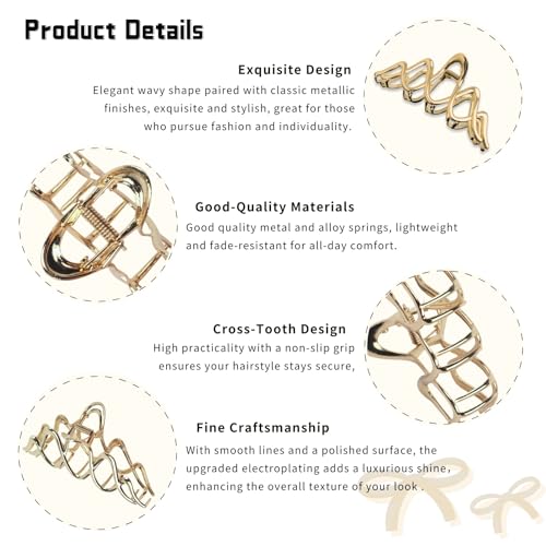Pinza de Metal Ondulada para Cabello Color Dorado miniatura 6