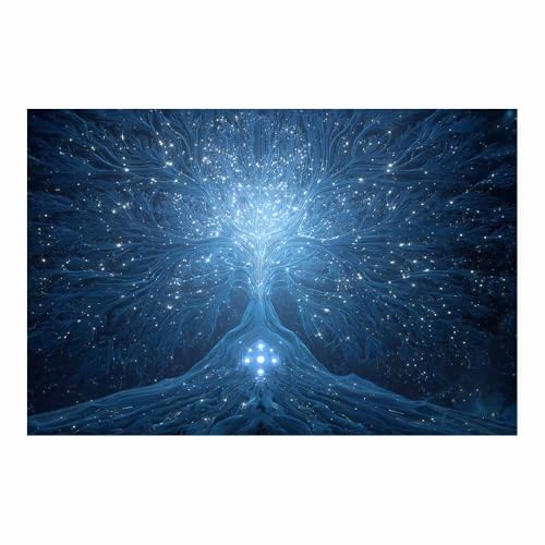 Cadeau déco Arbre de la vie bleu ZAMAEIU grand tableau sur toile 80x120cm sans cadre