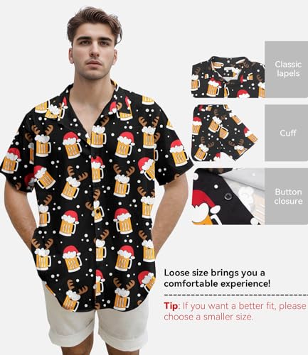Image of Yoimira Hawaiian Shirts for Men, Print Mens Casual Short Sleeve Button Down Shirts Floral Aloha Beach Shirt