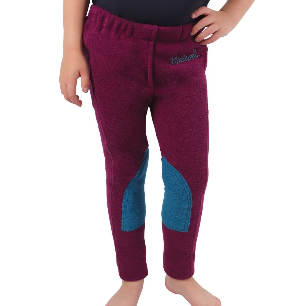 HY EQUESTRIAN Thelwell Collection Pony Friends Fleece Tots Jodhpurs - Imperial Purple/Pacific Blue (7-8)