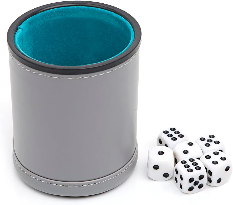 Hloyacc Felt Lined Professional Dice Cup with 6 Dice Quiet for Yahtzee Game Toys