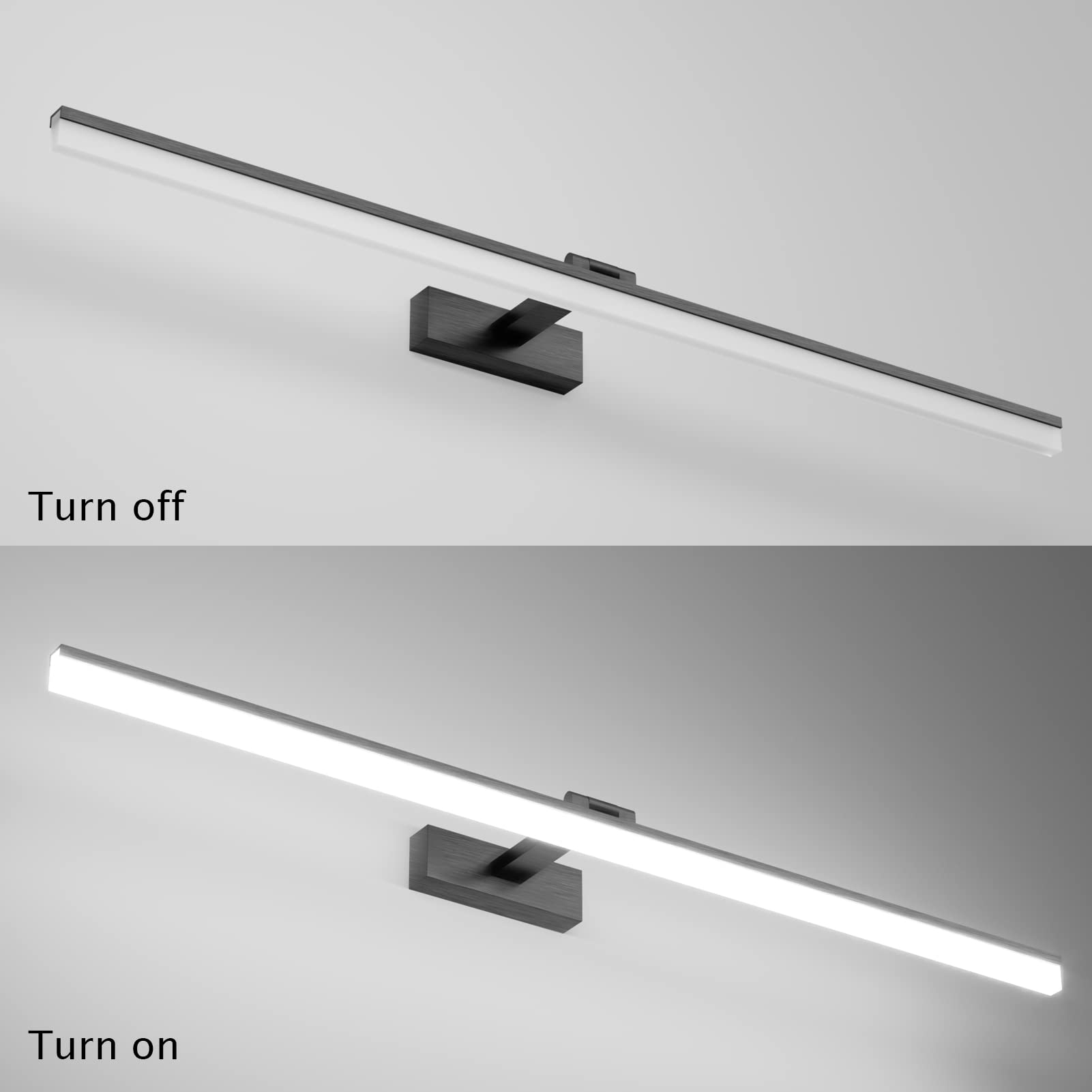 Klighten Lámpara de Espejo Baño 100CM luz Baño Lámpara de Pared Espejo Iluminación para Maquillaje 28W Blanco Frío 6000K 1560LM No-regulable (Negro)