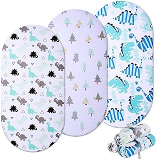 Momcozy Universal Bassinet Sheets 3 Pack, 100% Breathable Cotton Sheet Set for Ba