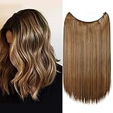 Extensions mit transparenter Schnur, Silk-co Flip in Extensions, Synthetische Haarverlängerung wie Echthaar, keine Clips Haar Extensions für Frauen, 1 Tresse Glatte, Schokoladenbraun & Braun, 50cm