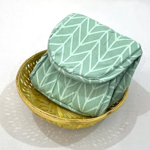 Image of Swayam Microfiber Cloth Roti Casserole | Hot Chapati Box | Washable Bread Basket | 22 cm Round Roti Basket | Geometric Design - Green