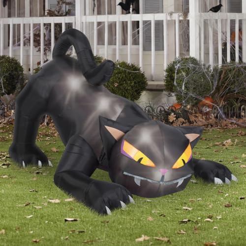 GEMMY AIRBLOWN® Inflatable – THE Original Blow UP Halloween Decor 6 FT Animated Black CatHalloween Inflatables Outdoor Decoration, Black Cat Blow Up with LEDs for Indoor/Outdoor Halloween Yard