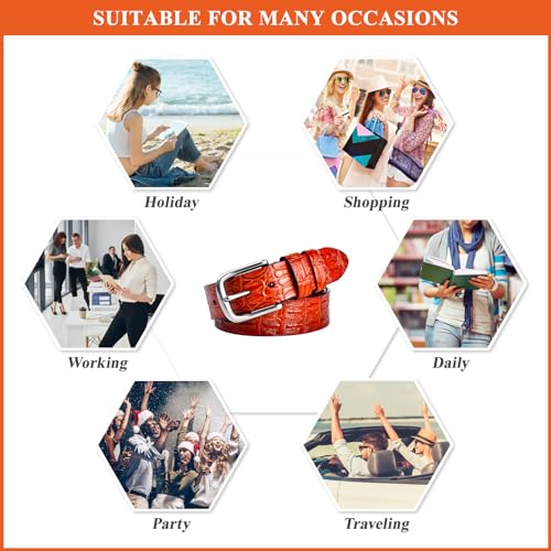 Vintage Men's Genuine Leather Belts Solid Color Crocodile Print Belt Pin Buckle Waist Strap for Pants Suits Uniform4