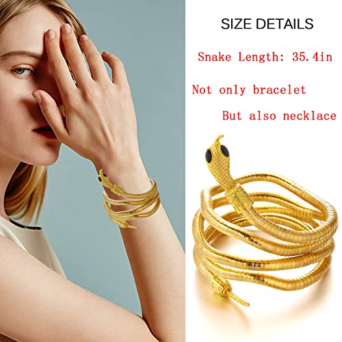 Rinhoo Bendable Snake Bracelet For Women Adjustable Punk Snake Choker Flexible Multi-Purpose Medusa Necklace Hollween Jewelry (Gold) #TOP1