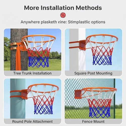 Aro de baloncesto resistente de 18" con soporte de pared y absorción de impactos 4