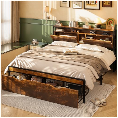 Opiniones y reviews de Base Matrimonial los más solicitados. 50 SIMPLE ESPACIO Base Cama Matrimonial,Base de Cama Matrimonial con Cabecero Almacenamiento,Recamara Matrimonial con 2 Cajones de Almacenaje,Bases Cama con Soporte Lamas...