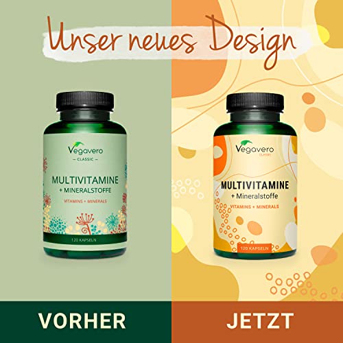 Multivitamin Kapseln Vegavero® | Immunabwehr & Energie* | Hochdosiert | Wichtige A-Z Vitamine & Mineralien | B-Vitamine, Eisen, Jod & Co | Ohne Zusatzstoffe | Laborgeprüft | Vegan | 120 Stück – Bild 3