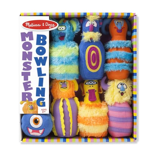 Melissa & Doug Fuzzy Monster Bowling Pins and Ball with Mesh Storage Bag - 8 Pieces Toddler Plush Indoor Bowling Set, for Toddlers and Kids Ages 2+ - image 6