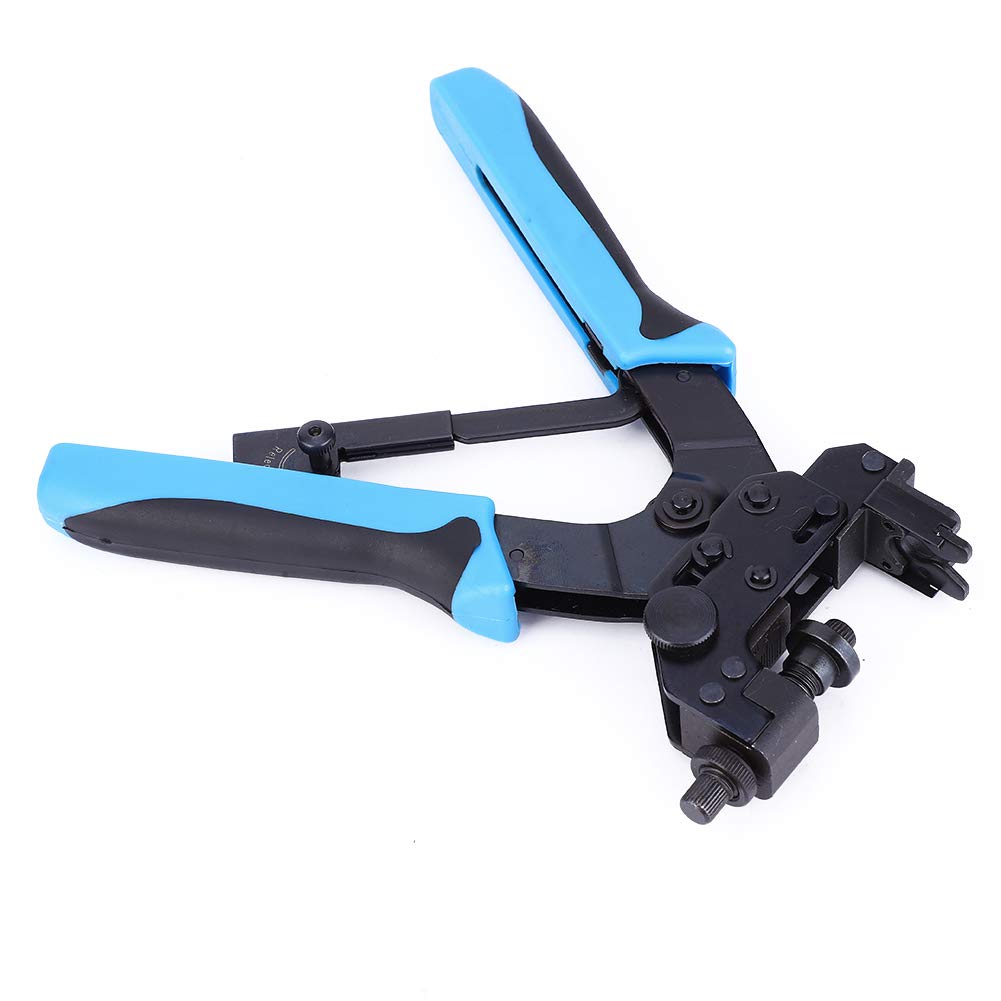 Pinza a Crimpare per Connettori F/BNC, Regolabile per Cavo Coassiale, Acciaio per Utensili con Impugnatura Ergonomica in PVC, Alta Precisione per Installazione Reti TV e Internet
