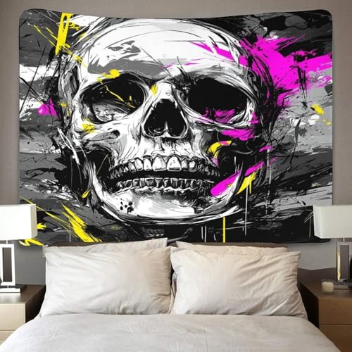 Couverture murale imprimée tête de mort 3D en polyester doux haut de gamme - 4
