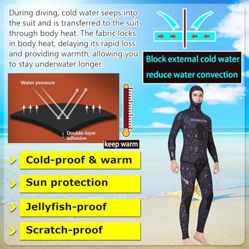 3MM Wetsuit Split Hooded Long-Sleeved Top Pants Warm Cold-Proof Anti Jellyfish Diving Suit Anti-UV for Water Sports miniatura 2