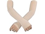 Aksmit Unisex Full Arm Fingerless Sleeves Gloves for UV, Dust, Summer, UV Sun Protection Arm Sleeves for Men & Women, Protection Arm Sleeves (Beige) Pack Of -1