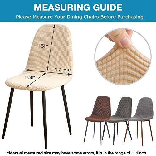 Shell Chair Covers Jacquard Mid Century Modern Chair Covers Plastic Dining Chair Cover Lounge Armless Chair Protector Stretchable Slipcovers For Dining Room, Kitchen, Living Room (Beige, Set Of 6) #TOP1