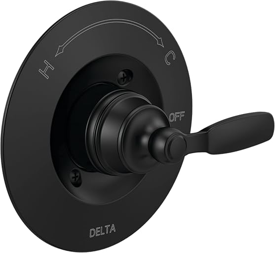 Delta Woodhurst 14 Series Single-Function Valve Trim Kit, Matte Black Handle Set for Shower Faucet System, Matte Black T14032-BL (Valve Not Included)