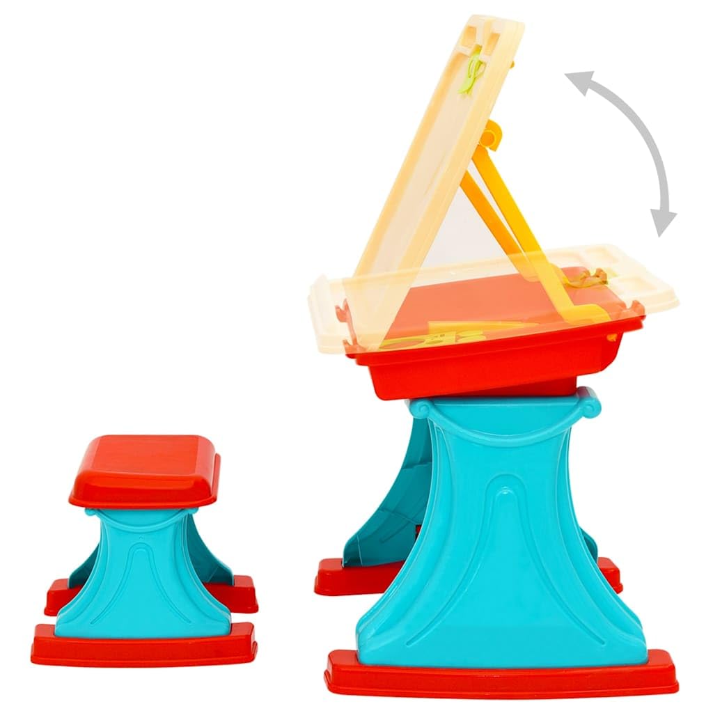 Scrivania per bambini con cavalletto regolabile con sgabello e spazio per la cameretta dei bambini, 48 x 38 x 68 cm