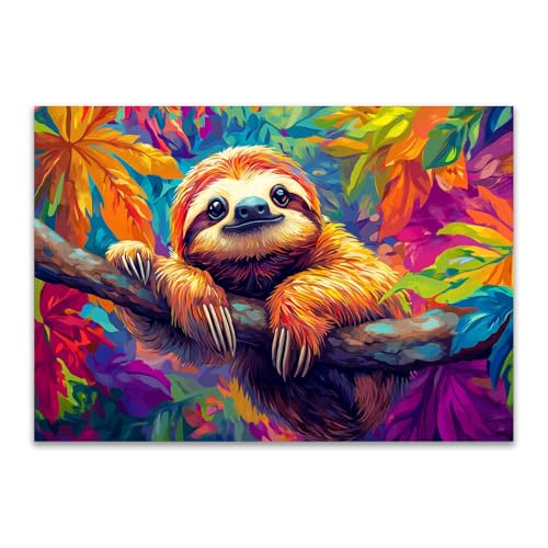 Poster Animaux Art Abstrait de Perezosos Jaune 70x100cm pour Decoration Maison
