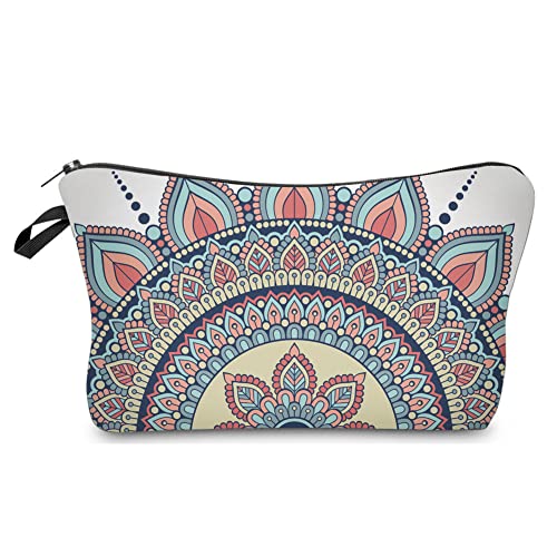 Deanfun Makeup Case Small, Cosmetic Zipper Bag Waterproof for Purse Mini, Women Cute Traveling Accessories Pouch for Ladies Thanksgiving Gifts Mandala D2-50965