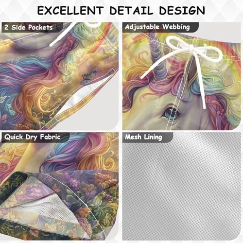 Pigsaly Boys Swim Trunks Butterfly Unicorn Rainbow Boys Board Shorts Swimsuit Swimwear Summer Bathing Suit S3