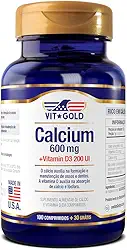 Calcium 600mg + Vit. D3 c/ 100 comprimidos + 30