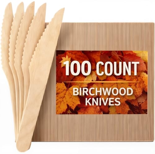 Rupert and Jeoffrey's Birch Wood Disposable Knives (100 Pcs)
