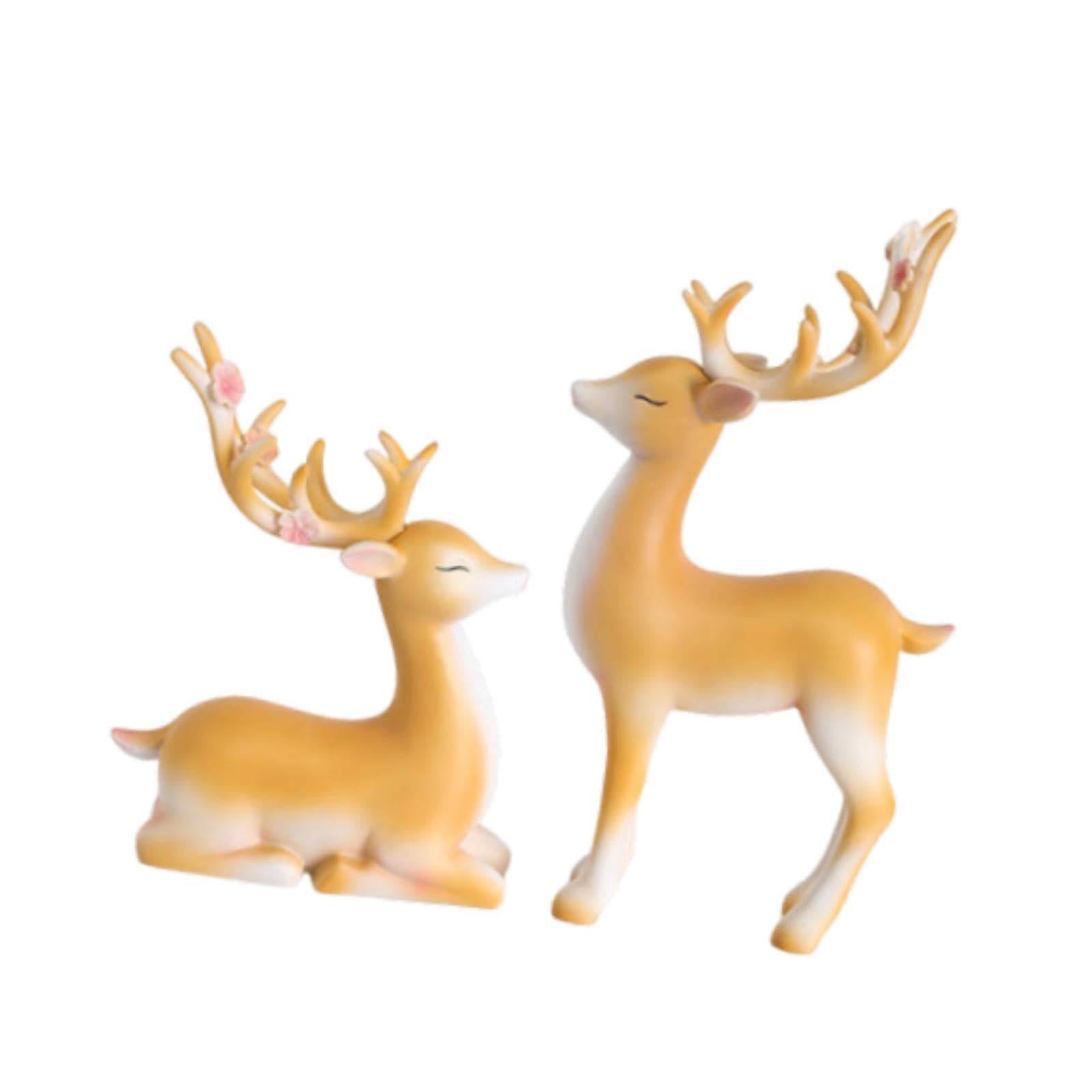 Lot de 2 Figurines Décoratives pour Table, Sculptures d'animaux, Ornements Créatifs en Résine Floquée, Faciles à Nettoyer, Idéales pour Offrir Ou, Jaune