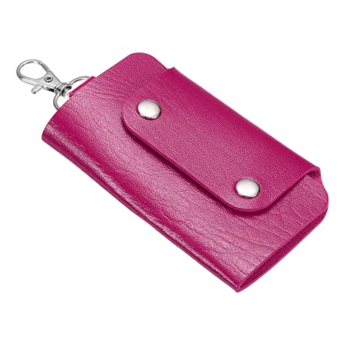 PATIKIL Custodia Portachiavi in PU Pelle con 6 Ganci per Chiave Appesa, Rosa Rosso