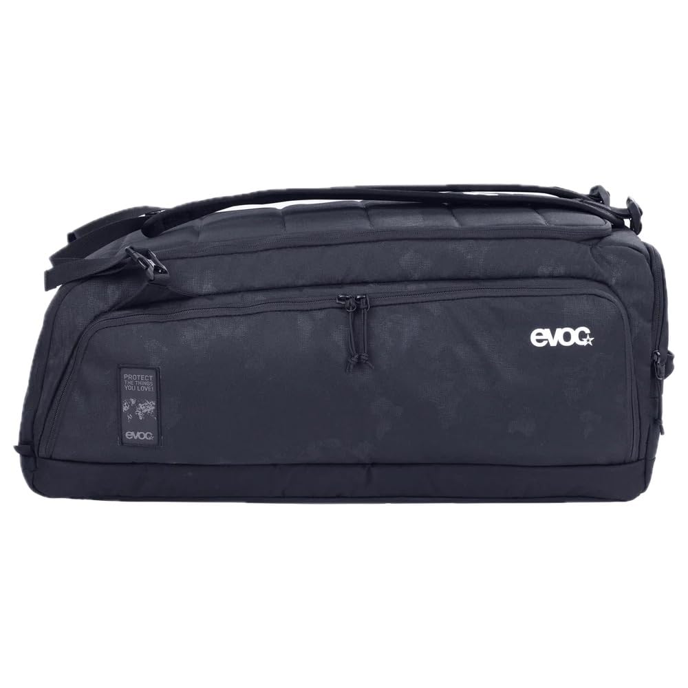 Torba podróżna EVOC GEAR BAG 55 (torba rowerowa z funkcją plecaka, wyjątkowo wytrzymały materiał zewnętrzny, odpinane paski na ramię, zmienne przegrody, odporna na brud/wodę), stal/szary
