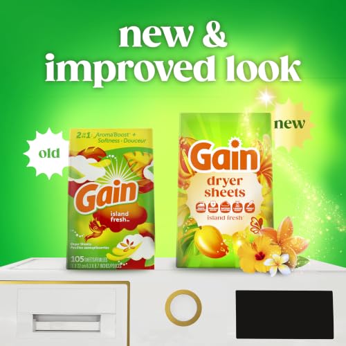 Gain, Laundry Dryer Sheets, Fabric Softener Anti Static Sheets, Island Fresh Scent, 240 Count - image 2